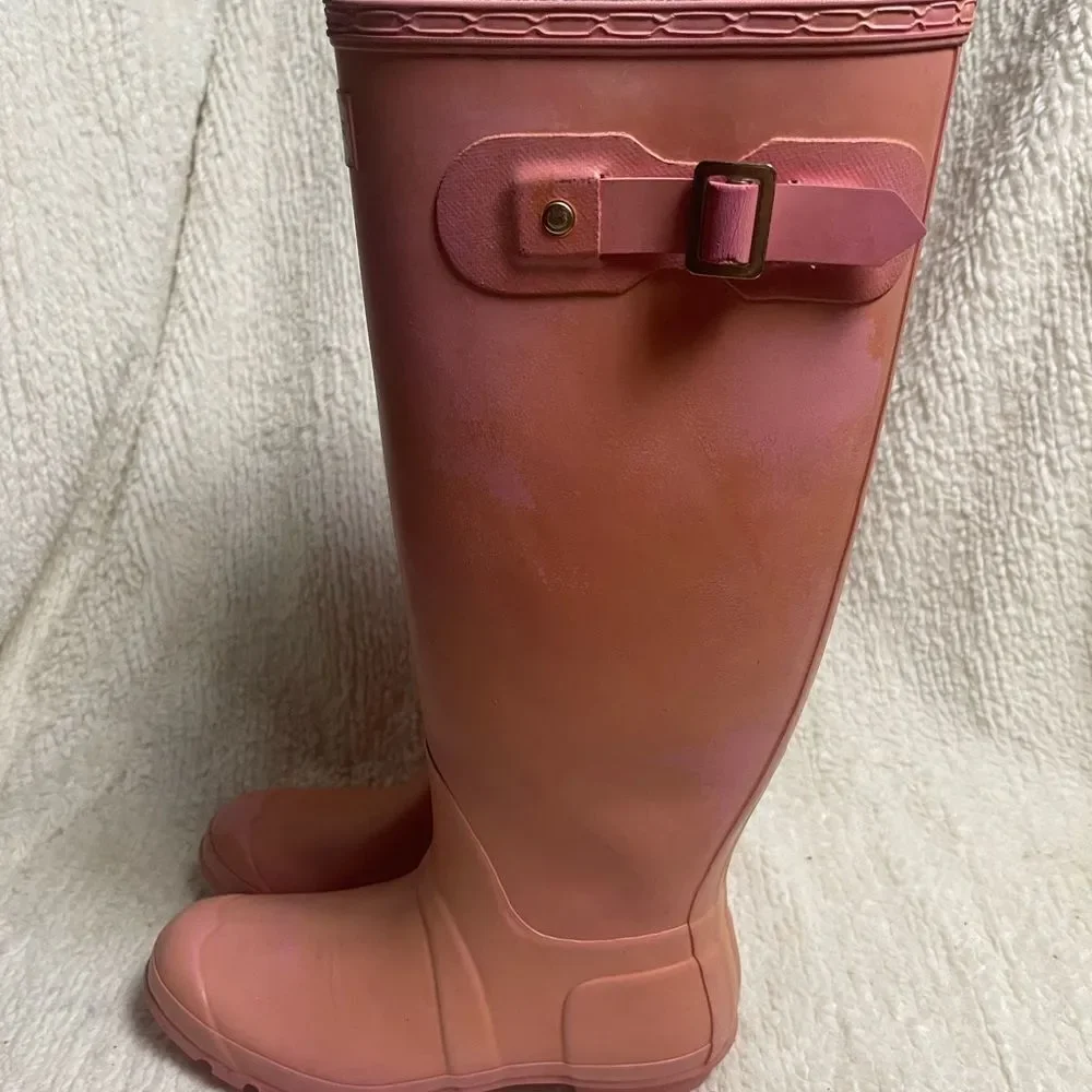 Hunter faded Pink Tall Rubber knee high Rain Boots Size7M